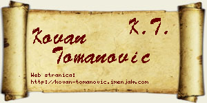 Kovan Tomanović vizit kartica